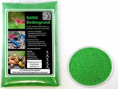 Bodengrund für Garnelen apfelgrün Körnung 0,8 -1,2 mm